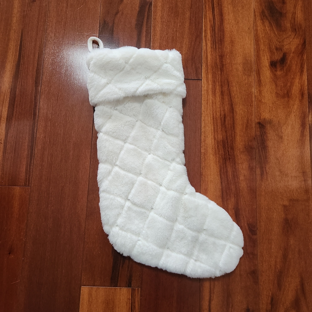 Cupcakes & Cashmere White Faux Fur Christmas Stocking
